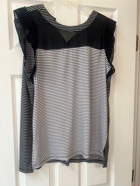 Worthington Black and White Striped Blouse